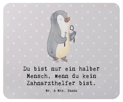 Produktbild von Mr. & Mrs. Panda Mousepad Zahnarzthelfer Herz - Grau Pastell - Geschenk, Mouse Pad, Mauspad, pc mausunterlage, mousematte, laptop