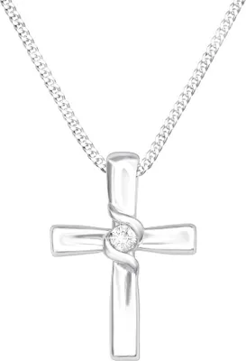 Produktbild von Kreuz Kette: Zirkonia Anhänger Halskette Silber 925