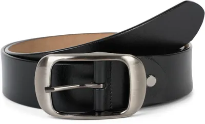 Produktbild von styleBREAKER Uni Echtleder Gürtel 3,7 cm | Glänzendes Rindsleder | Dezent gebürstete Schnalle | Eleganter Look für Anzug & Jeans | Kürzbar