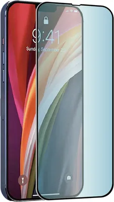 Immagine prodotto di Tiger, pellicola in vetro per Apple iPhone 13 Pro Max filtro luce blu, nero trasparente