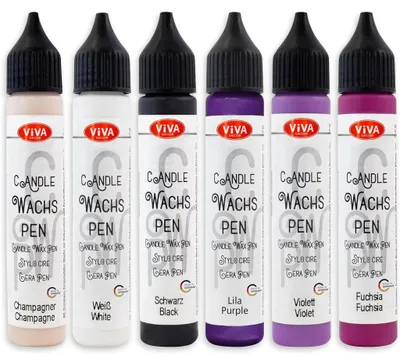 Produktbild von LM-Kreativ Wachs Pen Set Berry, 6 x 28 ml – Kerzen bemalen