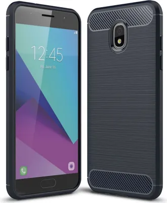 Produktbild von Samsung Galaxy J3 2018 Hülle Silikon Blau Carbon Optik Case TPU Handyhülle Bumper