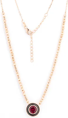 Produktbild von Collier aus vergoldetem 925 Silber mit rundem Zirkonia in weiß oder rot, Sterlingsilber Damenschmuck