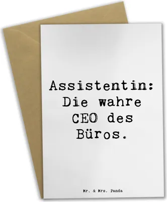 Produktbild von Mr. & Mrs. Panda Klappkarte Spruch Assistentin Königin - Weiß - Geschenk, Berufe, Liebevoll, einladungskarten, osterkarte, jubiläumskarte, Geschenke für Berufstätige