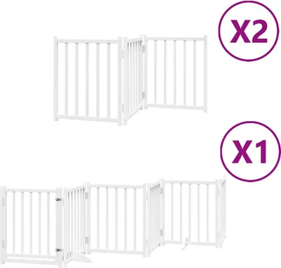 Zdjęcie produktu dla vidaXL 12-częściowa bramka dla psa z drzwiczkami składana biała 600 cm drewno topolowe