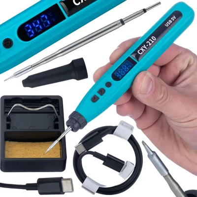 Zdjęcie produktu dla CXY-210 SmartSolder Pro – Bezprzewodowa lutownica akumulatorowa LED | 180–480°C | Grot C210 | USB-C | Akumulator 18650 | Cyfrowy wyświetlacz | Kompaktowa