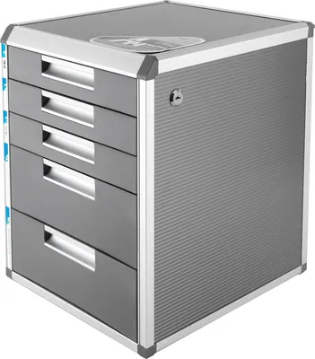Immagine prodotto di Organizer per cassetti da scrivania - Cassettiera - 5 cassetti - Lega di alluminio - 35×31,5×40,5 cm - Capacità di carico circa 10 kg - Senza rotelle - Grigio chiaro