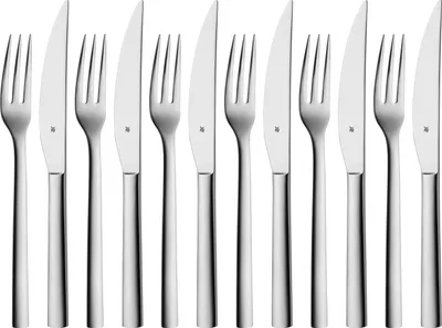 Produktbild von WMF Nuova Steakbesteck 12-teilig, für 6 Personen, Steakgabel, Steakmesser, Cromargan Edelstahl poliert, spülmaschinengeeignet