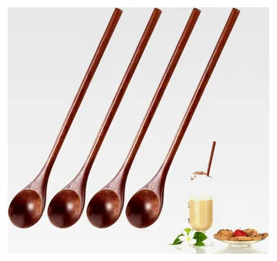 Produktbild von 4 Stück Lange Honiglöffel aus Holz 20 cm