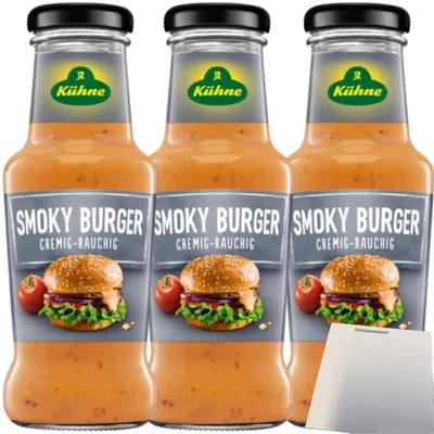 Produktbild von Kühne Würzsauce Smoky Burger cremig rauchiger Geschmack 3er Pack (3x250ml Flasche) + usy Block