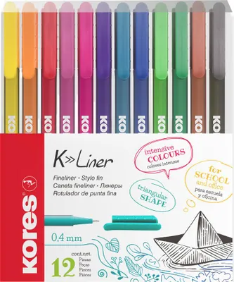 Produktbild von Kores Fineliner "K-Liner" Strichstärke: 0,4 mm 12er Etui