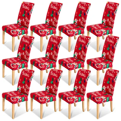 Produktbild von TolleTour Weihnachtsstuhlabdeckung 12 stück Weihnachten Stuhlbezug Elastische Sitzbezüge Stretch Rückenlehne