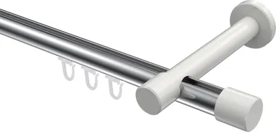Produktbild von Interdeco Innenlaufstange / Gardinenstange mit Innenlauf Chrom / Weiß, Typ Prestige Santo (Kappe), 20 mm Ø 1-läufig, 160 cm