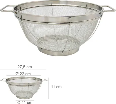 Immagine prodotto di Scolapasta a rete in acciaio inox con manici Ø 22 cm.