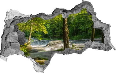 Produktbild von Selbstklebender Loch-3D-Aufkleber 95x73 cm Fluss in den Wald