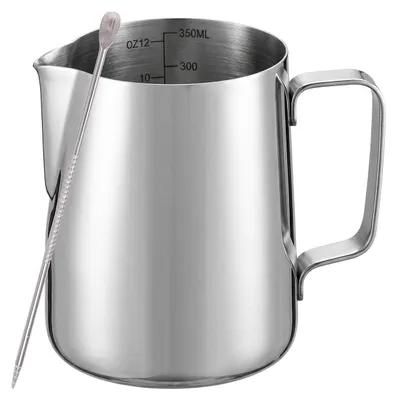 Melkaufschäumer 350 ml Edelstahl 304 mit Latte-Art-Stift