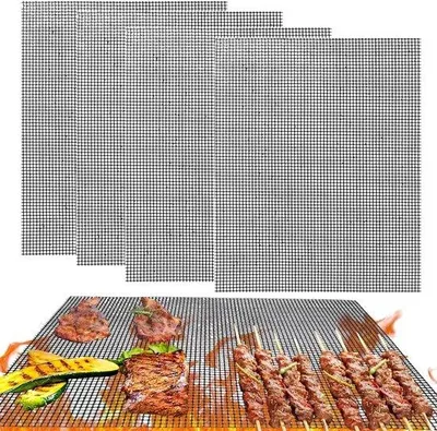 Productafbeelding van Famanu Grillmatten Set - Antiaanbaklaag, herbruikbaar, hittebestendig, geschikt voor heteluchtfriteuse - 32 x 22 cm