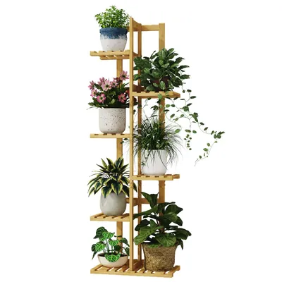 Produktbild von Bamworld Bambus-Pflanzenständer 6-stufig Innen/Außen Terrasse Garten Balkon Wohnzimmer Schlafzimmer
