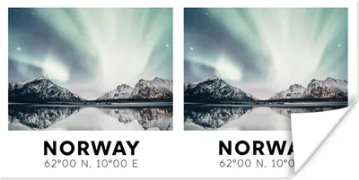 Produktbild von MuchoWow® Poster Norwegen - Nordlichter - Bergen 40x20 cm - Poster für die Wand - Poster Schlafzimmer