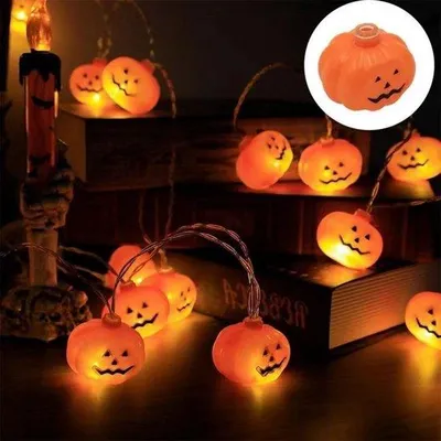 Immagine prodotto di Ghirlanda luminosa a forma di zucca, 3 m, 20 LED, alimentata a batterie, per giardino e interni