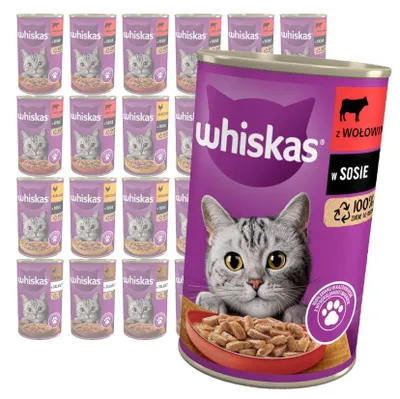 Zdjęcie produktu dla Whiskas Adult Mix Smaków 24x400g Mokra Karma Dla Dorosłych Kotów