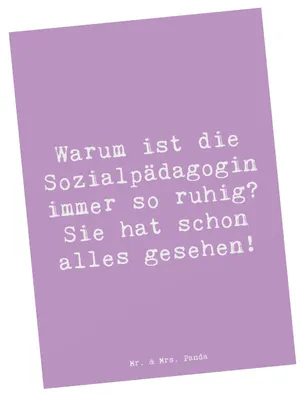 Produktbild von Mr. & Mrs. Panda Postkarte Spruch Sozialpädagogin Ruhe - Lavendeltraum - Geschenk, Berufsgestaltung, Ansichtskarten, sozialer Beruf, Postkarten, Humor, Wertschätzung