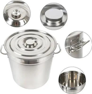 Produktbild von Großer Gastro-Suppentopf - 70 l Kochtopf - Edelstahl 201 - Mit Edelstahldeckel - Für Buffet/Restaurant - 5,6 kg - Silber