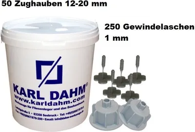 Produktbild von Karl Dahm 50 Zughauben grau + 250 Gewindelaschen 1 mm 12453