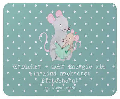 Produktbild von Mr. & Mrs. Panda Mouse Pad Erzieher Energie - Meeresbrise - Geschenk, handgefertigte Geschenke, pc mauspad, Kinderbetreuung, Hort, Beruf, Liebe, mousepad, Bildung, Kinder