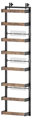 Image de Étagère pour porte de cuisine - Organisateur suspendu pour porte - Rangement à 8 niveaux - Paniers réglables - Installation sans perçage - Étagère suspendue à plusieurs niveaux