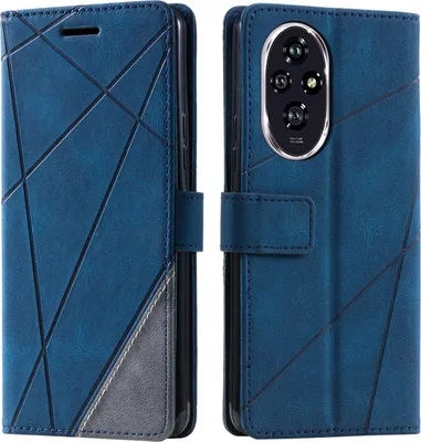 Produktbild von Mobigear Rhombus  HONOR 200 Hülle Klapphülle Geldbörse - Blau