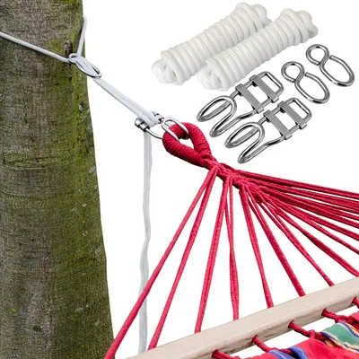 Produktbild von XXL Befestigung für Hängematte an Bäumen | Seilbefestigungsset 6 Meter | Belastbarkeit max. 160 KG | Komplettset