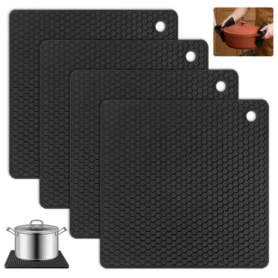 4 Topfuntersetzer, 18 cm, Silikon, hitzebeständig bis 230 °C