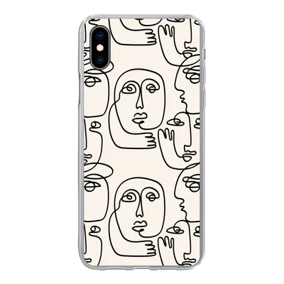 Produktbild von MuchoWow® Handyhülle Schutzhülle Hülle für iPhone Xs Gesicht - Muster - Strichzeichnung Silikon Softcase Handy Hülle - Handytasche