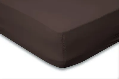Produktbild von Eleganzzz Spannbetttuch Perkal-Baumwolle – Braun  – 90x210/220  – 35 cm Eckhöhe – kühl & knitterarm