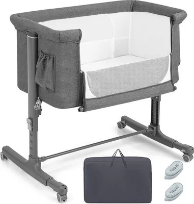 Produktbild von Famanu 3-in-1 Beistellbett, Babywiege und Reisebett - Höhenverstellbar mit 10° Neigung