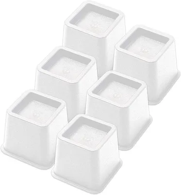 Zdjęcie produktu dla Podwyższenie mebli JustValue – zestaw 6 sztuk – podwyższenie o 8 cm – maks. 900 kg – białe