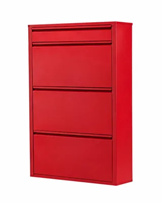 Produktbild von Alveon Schuhkipper Metall 3+1 schmal 51 x 15 x 117 cm - Rot