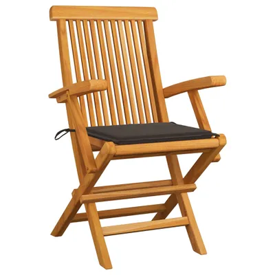Produktbild von vidaXL Klappstühle mit taupefarbenen Kissen, 8-teilig, Massivholz Teakholz