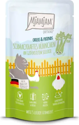 Obrázok produktu pre MjAMjAM 125gx12 Quetschie Chicks & Friend Hühnchen & Sellerie Cat