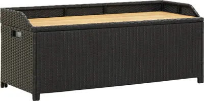 Immagine prodotto di Panca da Giardino con Vano Portaoggetti 120 cm Polyrattan Nera