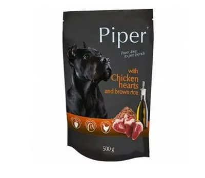 Obrázok produktu pre Piper Dog Kapsička Kuracie srdcia a hnedá ryža 500 g