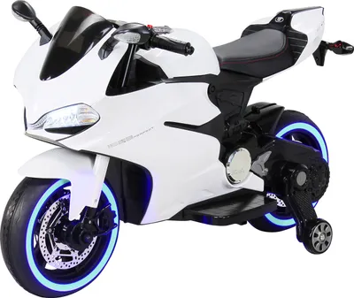 Produktbild von Actionbikes Motors Motorrad 1299SS Weiß - Kinder Elektromotorrad mit Soundmodul - Bremsautomatik - Kinder Fahrzeug elektrisch ab 3 Jahre - Kinder Elektro Dreirad