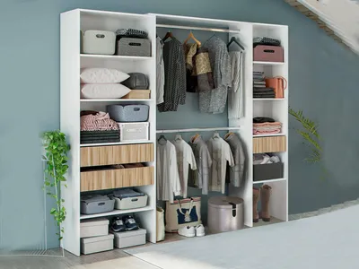 Immagine prodotto di Dmora Guardaroba Grande Ary 40x187h cm Bianco, Appendiabiti 11 Vani