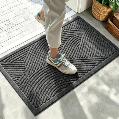 Imagen del producto de Felpudo antideslizante lavable - 43 x 73 cm - Gris - Interior y exterior