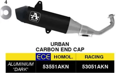 Produktbild von ARROW Racing Komplettauspuff Urban Black Carbon Endkappe für Piaggio VESPA GTS 310