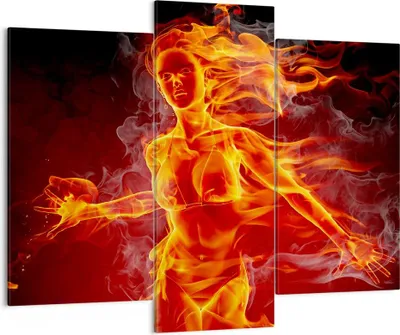 Produktbild von Bild auf Leinwand - Leinwandbild - Frau Flammen Illustration - 130x100cm - Wand Bild - Wanddeko - Leinwanddruck - Bilder - Kunstdruck - Wanddekoration - Leinwand bilder - Wandkunst - CB130x100-0222