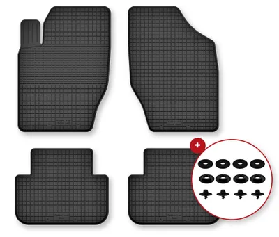 Image de Tapis de sol en caoutchouc pour Fiat Fullback 2015- – 4 pièces, noirs, semi-universel, adapté