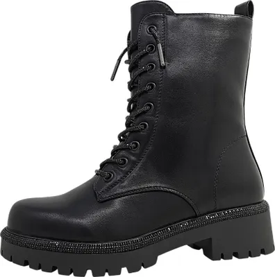 Image de La Strada - Bottines à lacets pour femmes, couleur noire, style décontracté