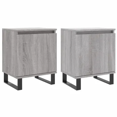 Imagen del producto de Mesita de noche 2 uds madera ingeniería gris Sonoma 40x30x50 cm